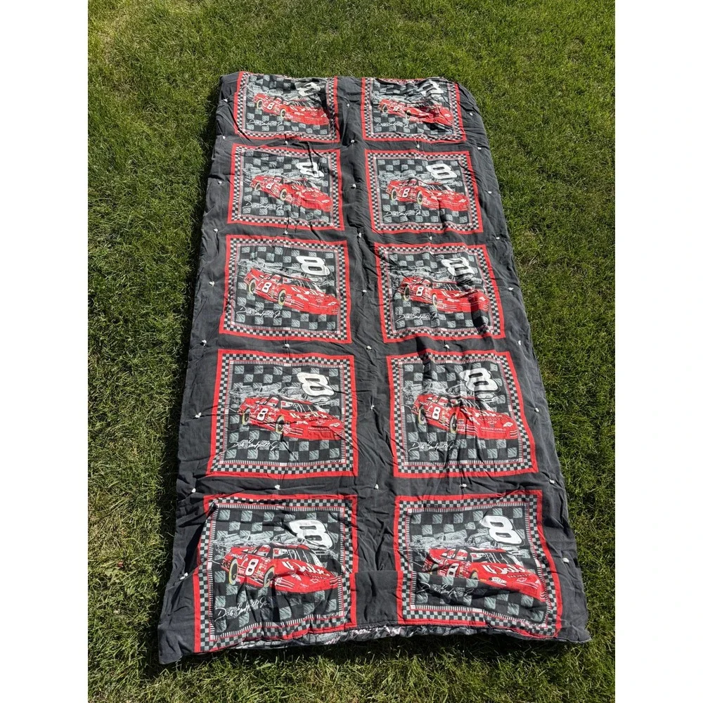Vintage NASCAR Reversible Comforter Dale Earnhardt Jr #8 Rusty Wallace #2 Pillow